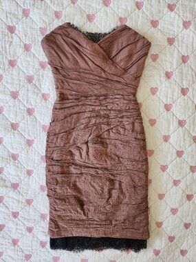 BCBGMAXAZRIA Raechal Strapless Bodycon Dress Pink Ruched Sweetheart Mini Size 0